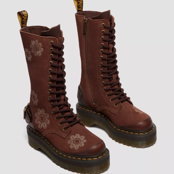Dr. Martens Women's 1B99 LIMITED EDITION Dunnet Flower Suede Brown Platform RARE - Picture 4 of 8